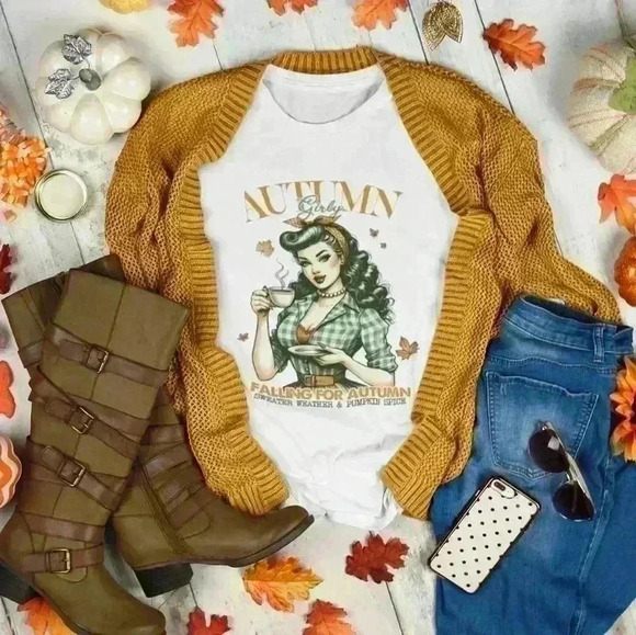 Nataly thyme vintage fall girl tee shirt - Picture 2 of 2